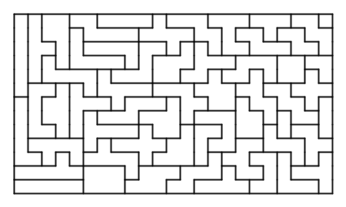 x-ominoes from 1 to 6 in a rectangle