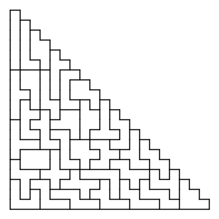 35 hexominoes in a triangular pattern