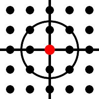 Complex plane with circle passing through 1+i