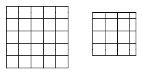 5 by 5 grid and 3.5 by 3.5 grid